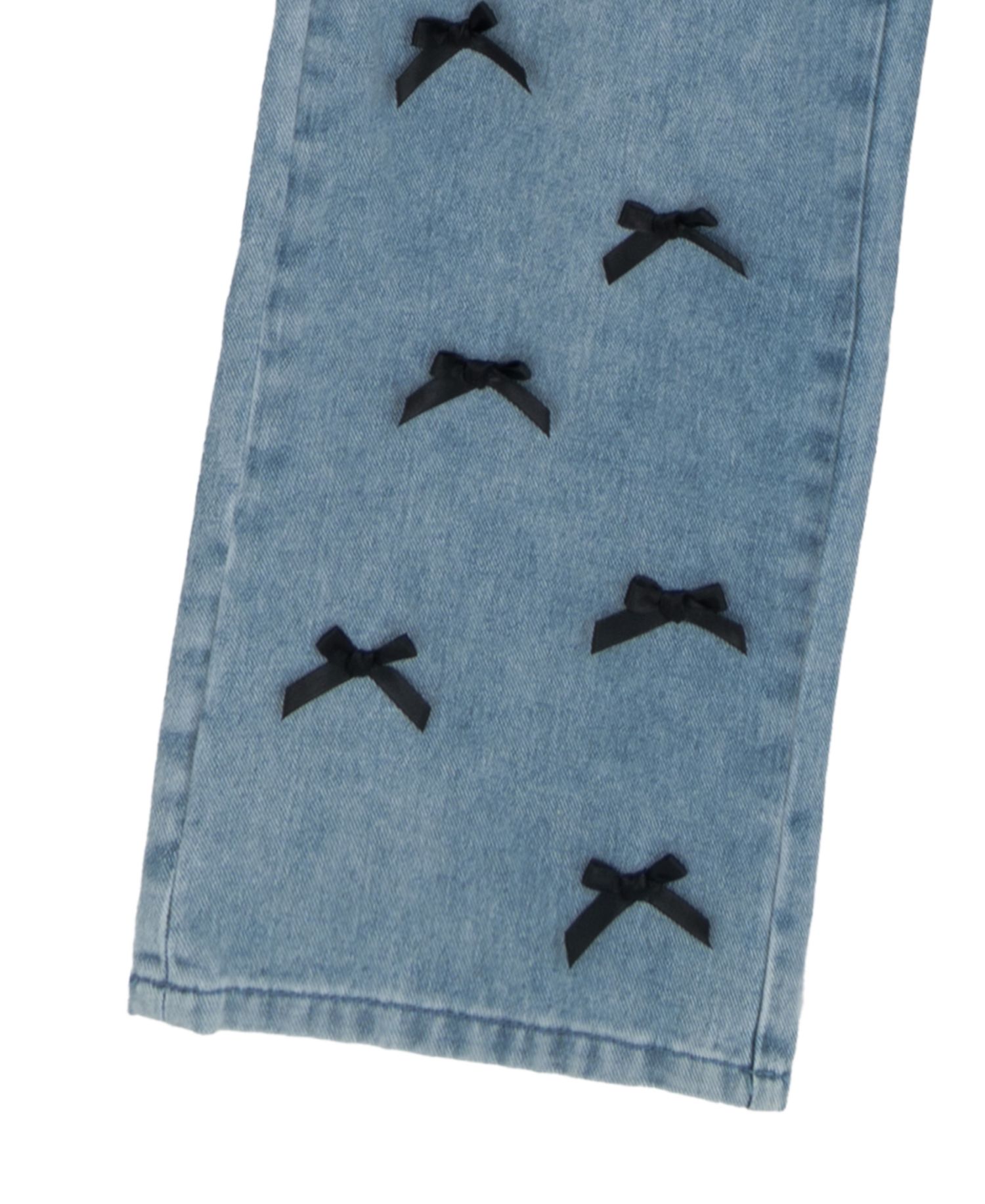 Girls' 7-12 Bow-Trim Sweatshirt and Bow-Embellished Wide-Leg Denim Pants, 2-Piece Set