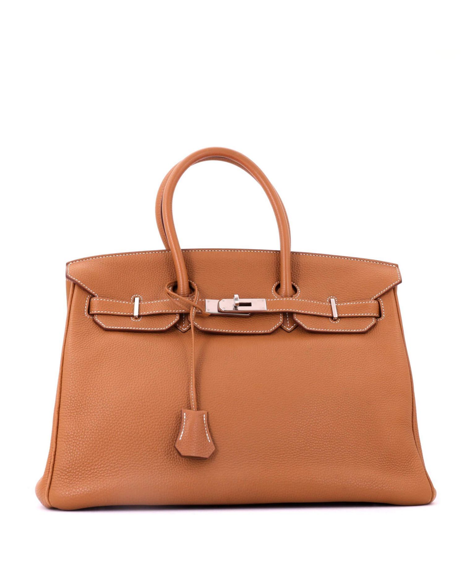 Pre-Owned Hermes Birkin 35 Handbag Brown Togo with Palladium Hardware