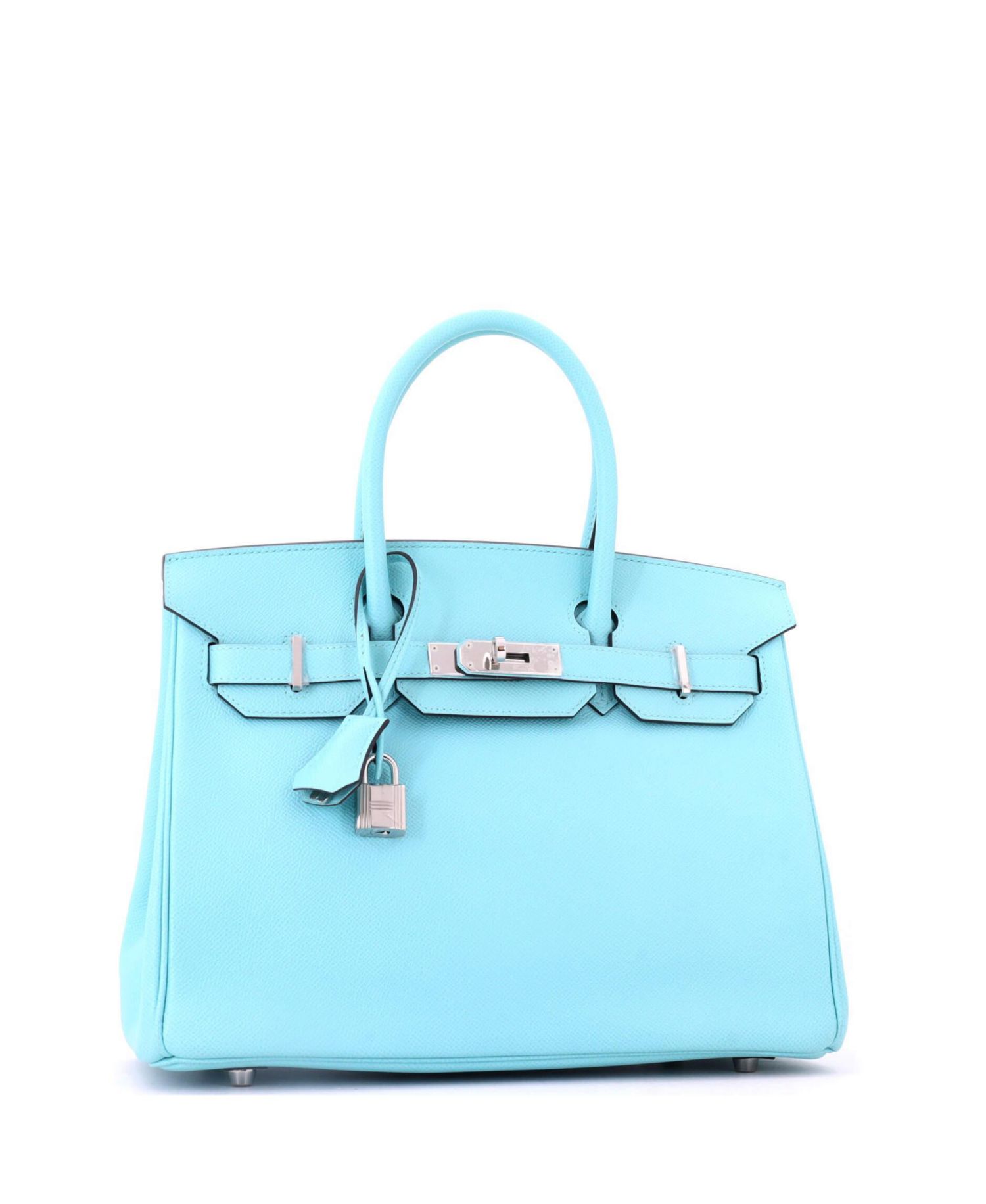 Pre-Owned Hermes Birkin 30 Handbag Blue Epsom with Palladium Hardware