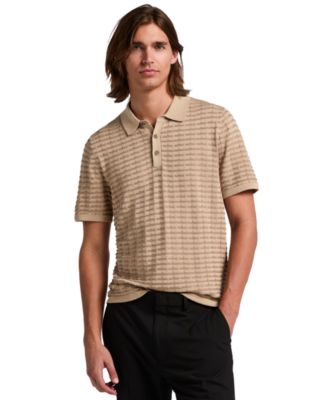Men's Grid Jacquard Polo Sweater