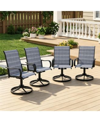 Swivel Patio Dining Chairs Set of 4, High Back Patio Seating with Curved Armrests, Rust Proof Metal Frame for Backyard, Porch, Poolside, Garden
