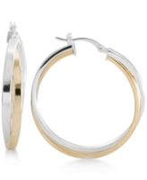Two-Tone Overlapped Hoop Earrings in Sterling Silver and 14k Gold-Plate - Two-Tone