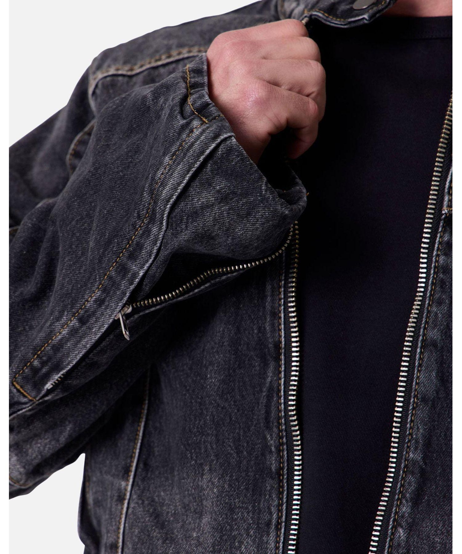 Men's Panelled Moto Denim Jacket