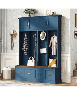 Streamdale Furniture Farmhouse Entryway Hall Tree with Coat Hooks