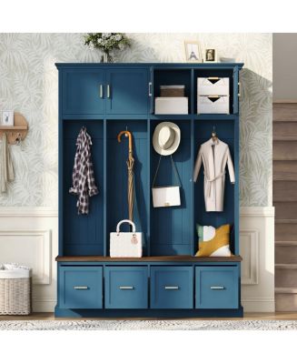 Streamdale Furniture Farmhouse Entryway Hall Tree with Coat Hooks