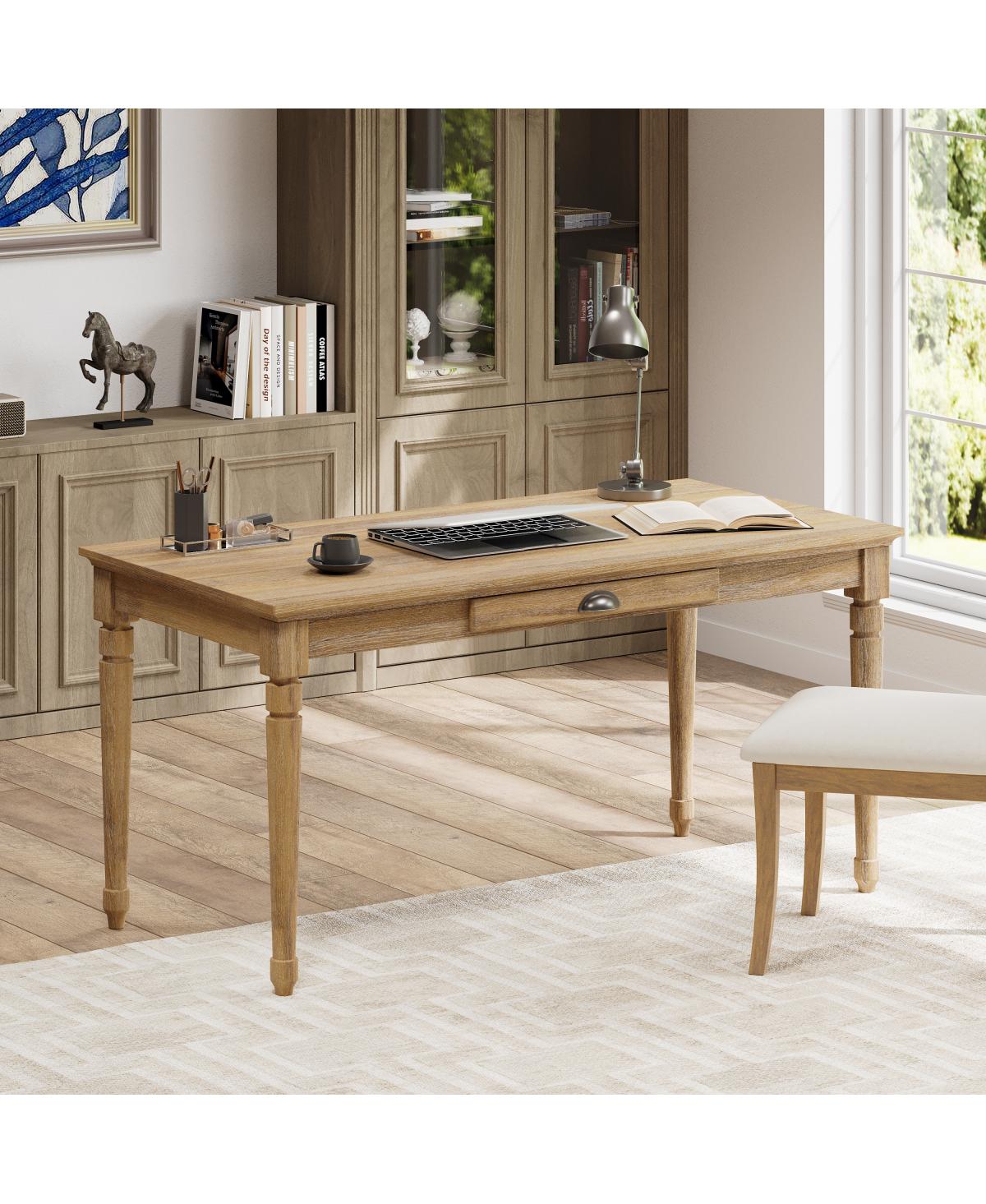 Streamdale Furniture 60" Rustic Farmhouse Writing Desk with Drawer, Seadrift