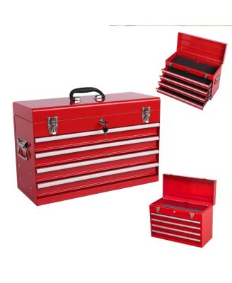  21" Heavy-Duty 4-Drawer Portable Metal Tool Box with Ball Bearing Slides