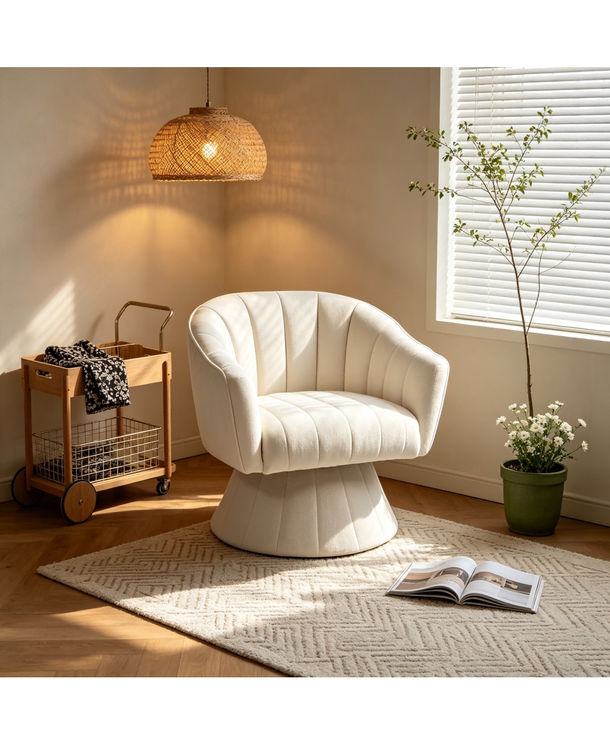 Streamdale Furniture Modern Channel Tufted 360degree(s) Swivel Accent Chair