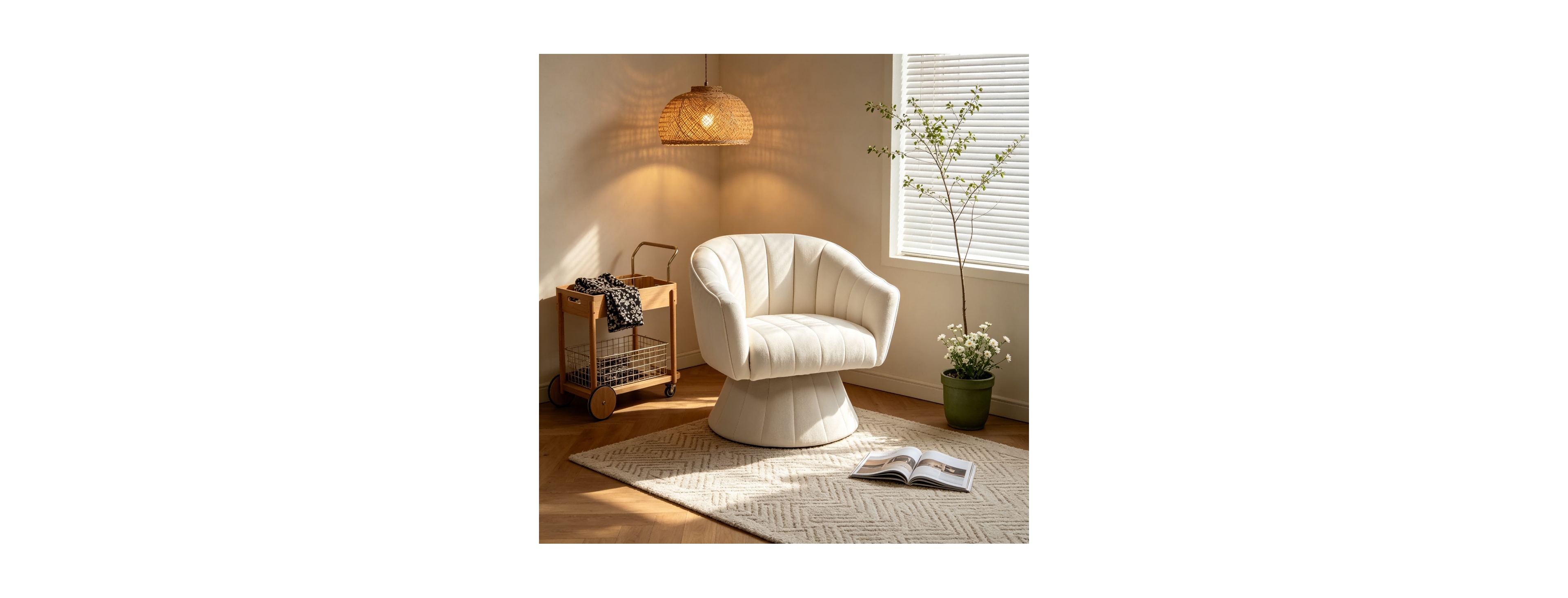 Streamdale Furniture Modern Channel Tufted 360degree(s) Swivel Accent Chair