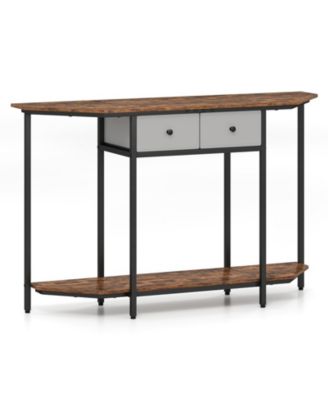 Modern Console Table with 2 Drawers and Open Storage