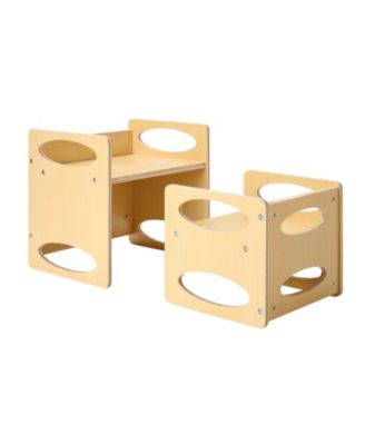 Wooden Montessori Toddler Table and Chair Set with Adjustable Height for Eating and Learning