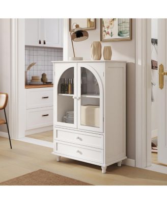 Farmhouse Arched Glass Buffet Cabinet