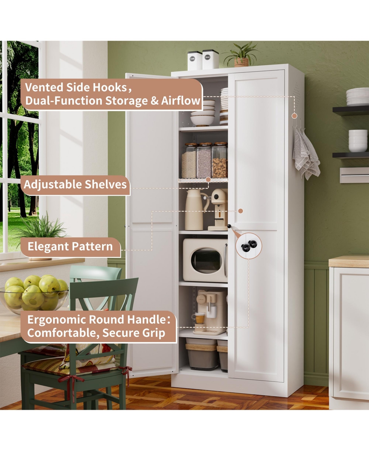 Boyel Living Modern Storage Cabinet 5 Shelf Adjustable Steel Tool Free Assembly