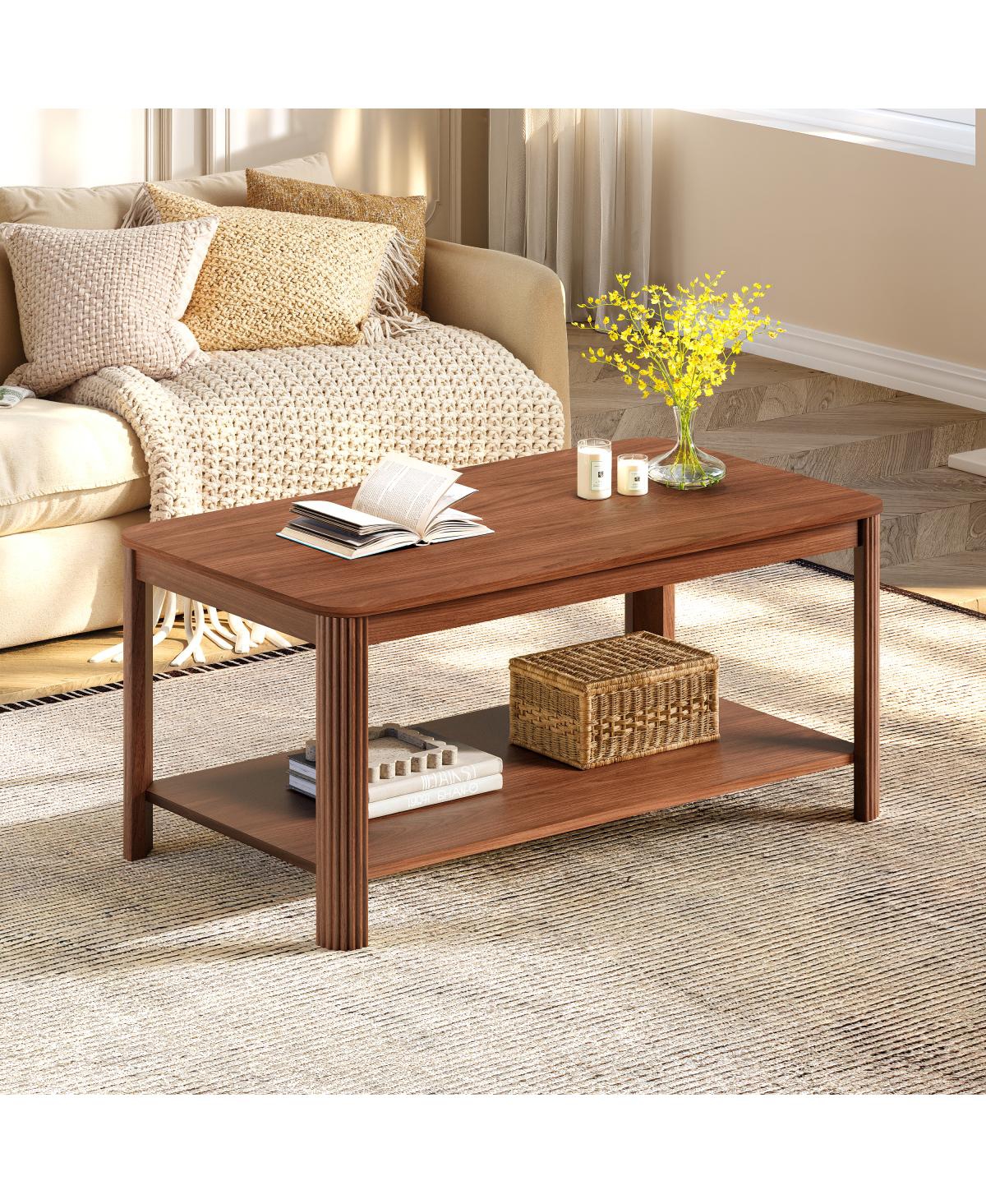 Streamdale Furniture Arc Corner Wood 2-Tier Coffee Table