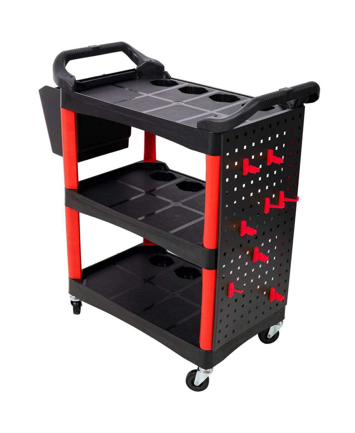 Streamdale Furniture 3-Tier Rolling Auto Detail Cart with Bucket, Tools, and Wheels