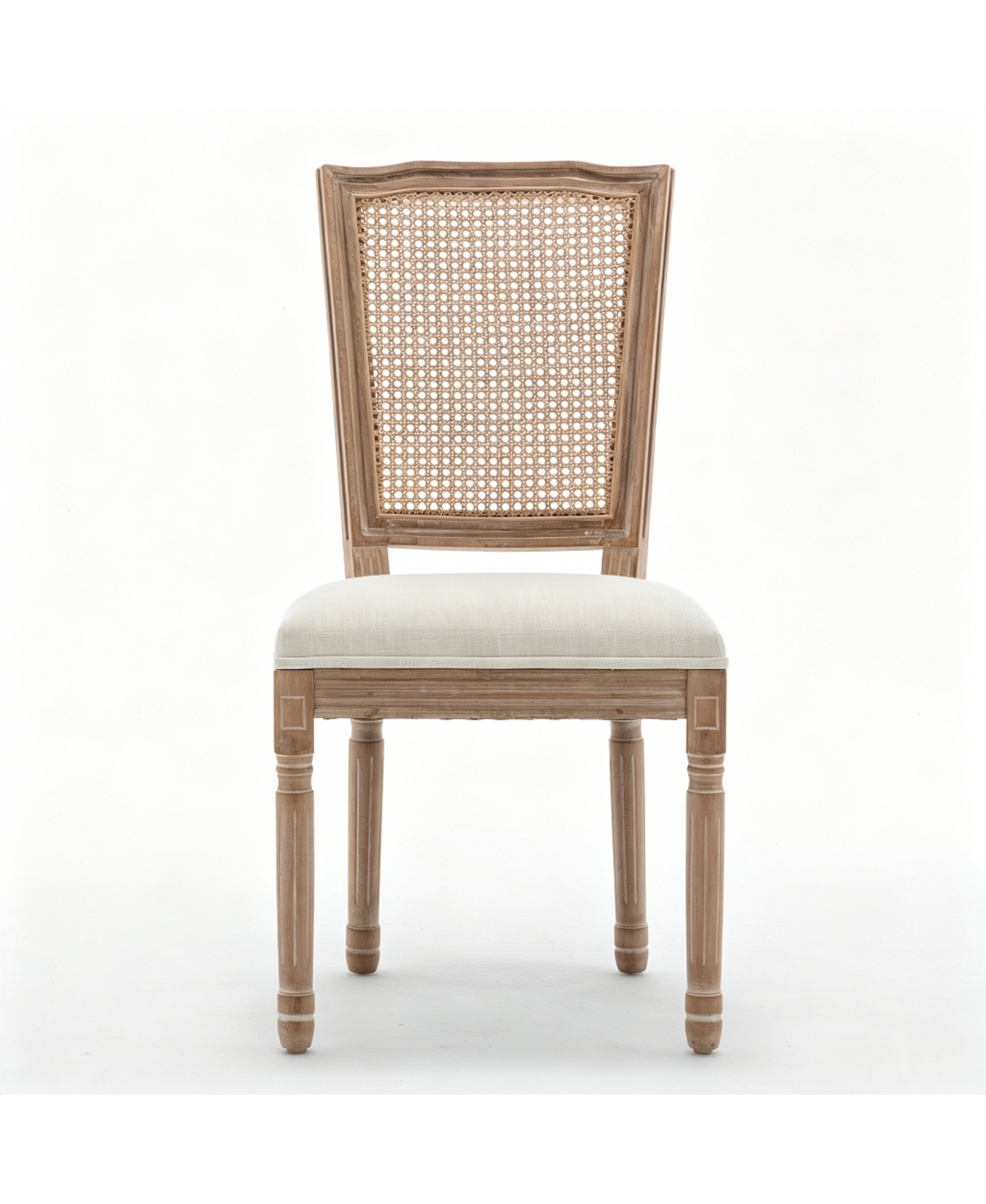 Streamdale Furniture Farmhouse Solid Wood Dining Chairs, Linen Cushion, Set of 2