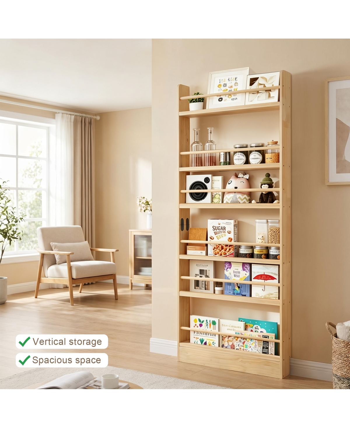 Streamdale Furniture 6-Tier Solid Wood Over-the-Door Bookshelf