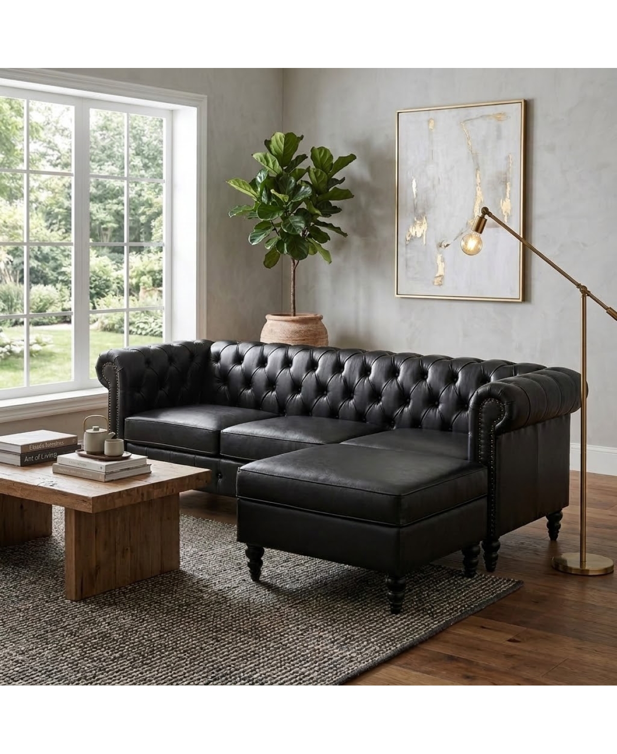 Streamdale Furniture 85" Modern 4-Seater L-Shaped Sectional Sofa with Storage Ottoman