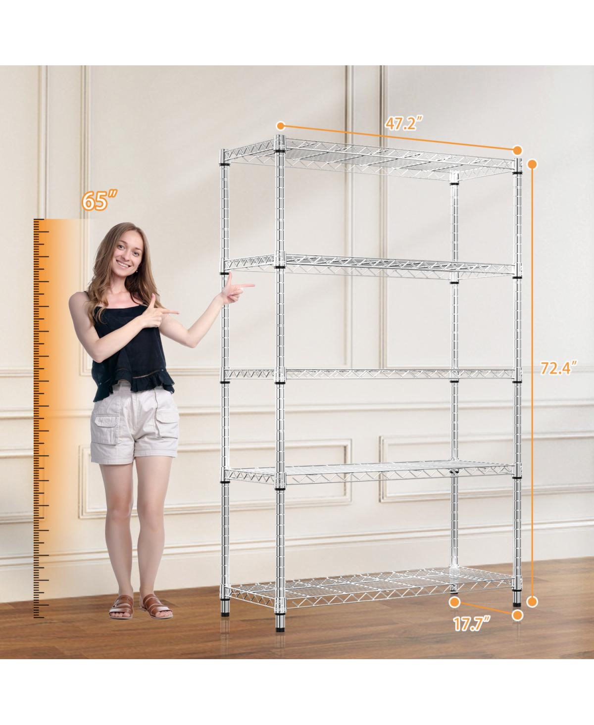 Streamdale Furniture 5-Tier Steel Wire Storage Shelving Unit, 1750 Lbs Capacity, 72.4" H