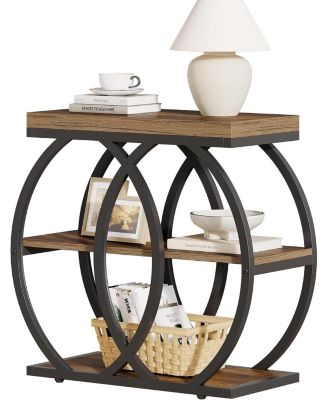 3-Tier Narrow End Table with Metal Frame, 23.62" L x 11.81" W x 25.59" H
