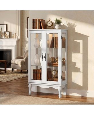 Lighted Curio Cabinet with Glass Doors and Adjustable Shelves