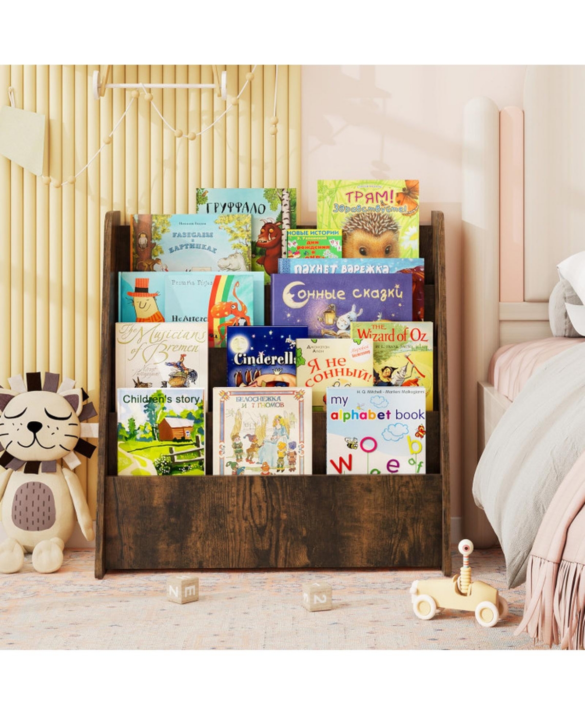 Sugift 4-Tier Kids Bookshelf with Deep Compartments for Bedroom