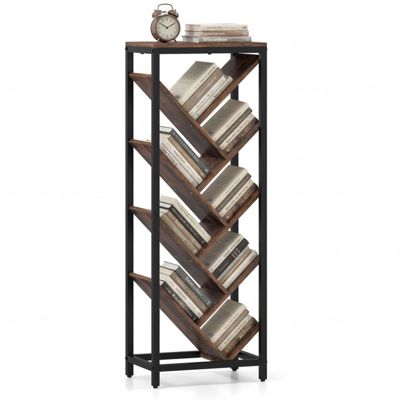9-Tier Tree-Shaped Bookcase with Metal Frame for Hardcover Books
