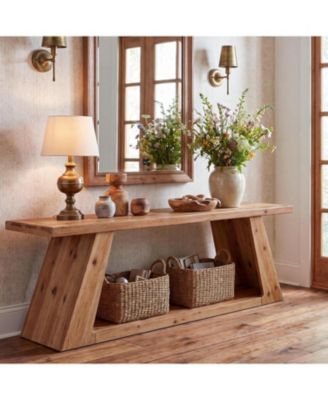 62.99" Farmhouse Console Table with Storage Shelf