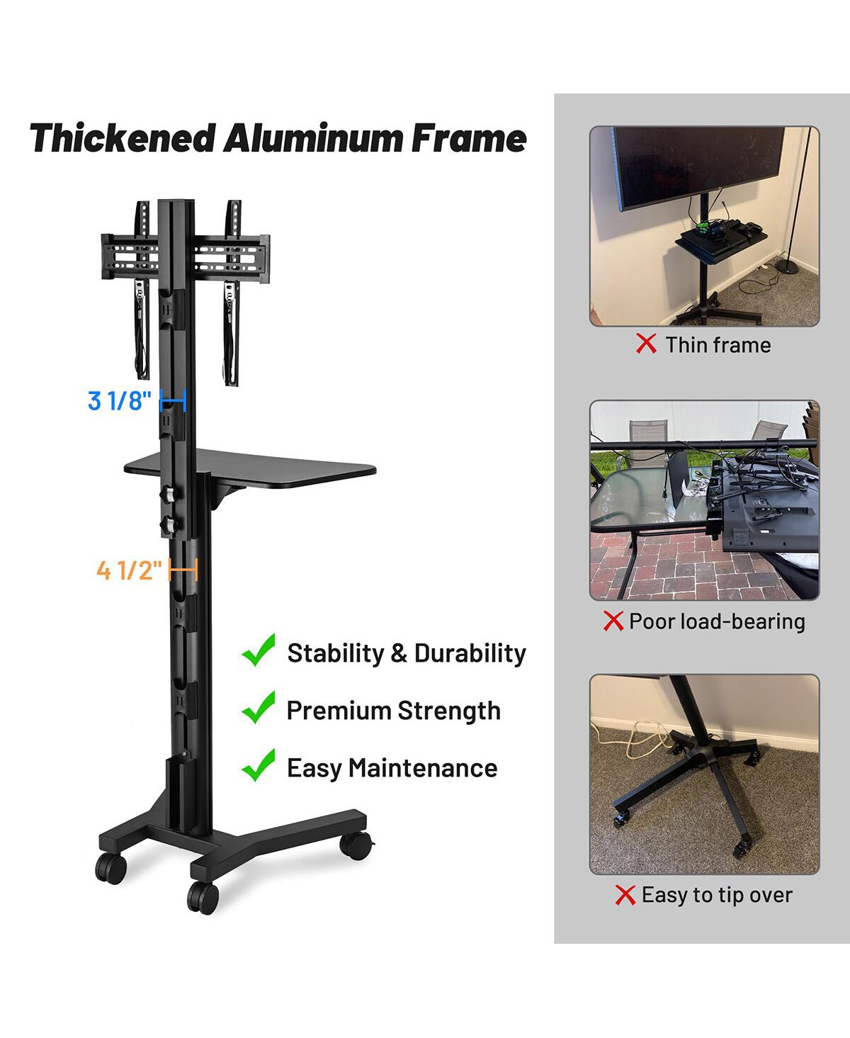 Yescom NexusX Presenter Rolling Tv Stand Mobile Tv Cart for 32" to 65" Lcd Led Screen TVs Office Lecture