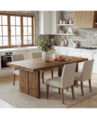 63" Solid Wood Dining Table for 6, Farmhouse Kitchen Table