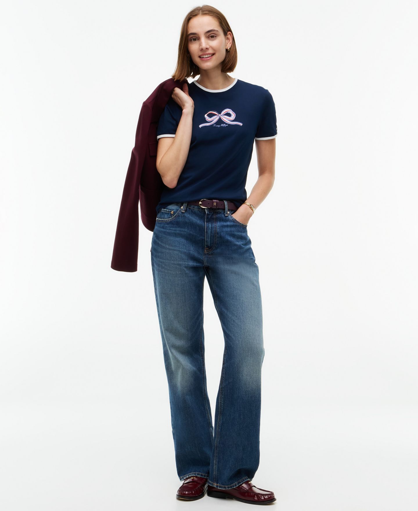 Женская футболка Tommy Hilfiger Holiday Graphics Ringer, цвет: Тёмный синий — фото 2