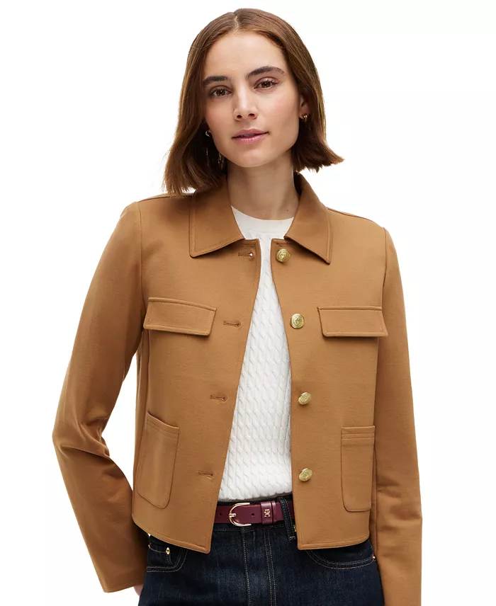 Women's Ponte Knit Band Collar Jacket