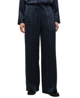 Women's Fluid Pull On Wide-Leg Satin Pants