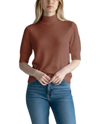 Women's Organic Diamond Stitch Mock Neck Sweater