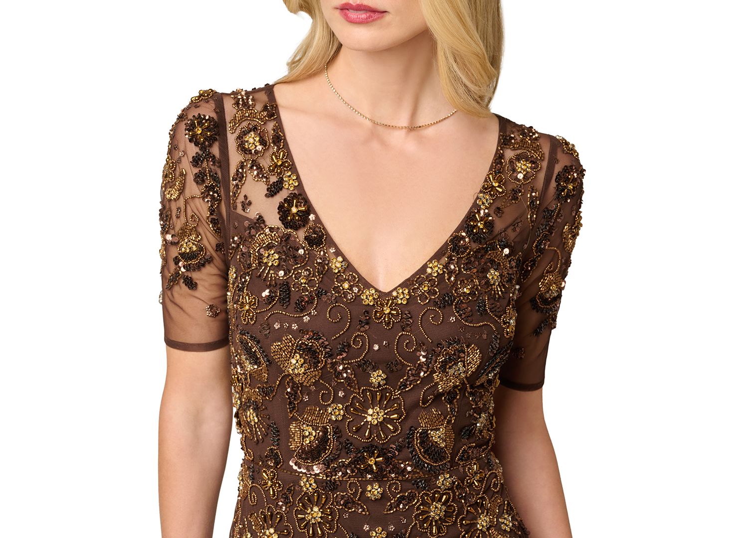 Petite Sequin V-Neck Gown