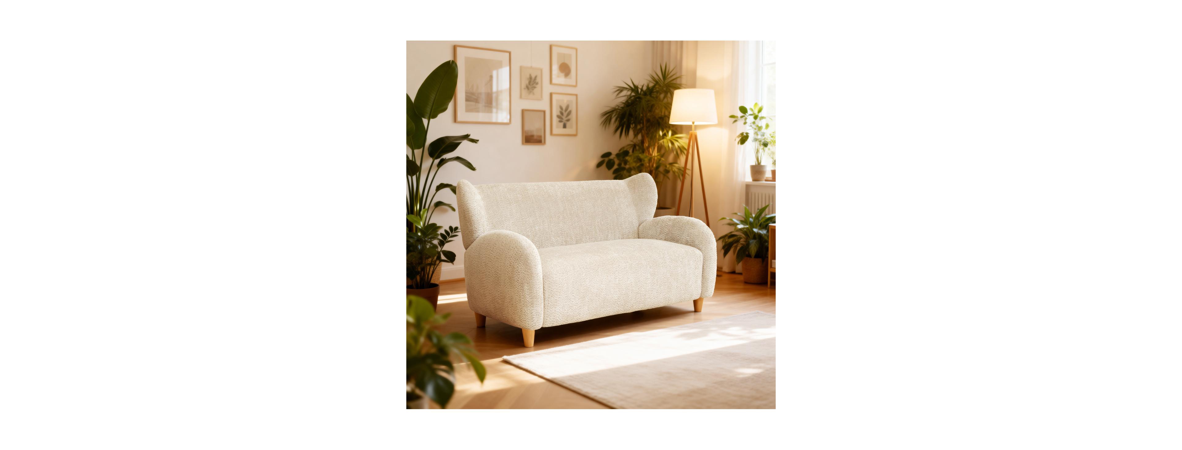 Streamdale Furniture Nordic 58" Chenille Loveseat Sofa Chair with Curved Backrest