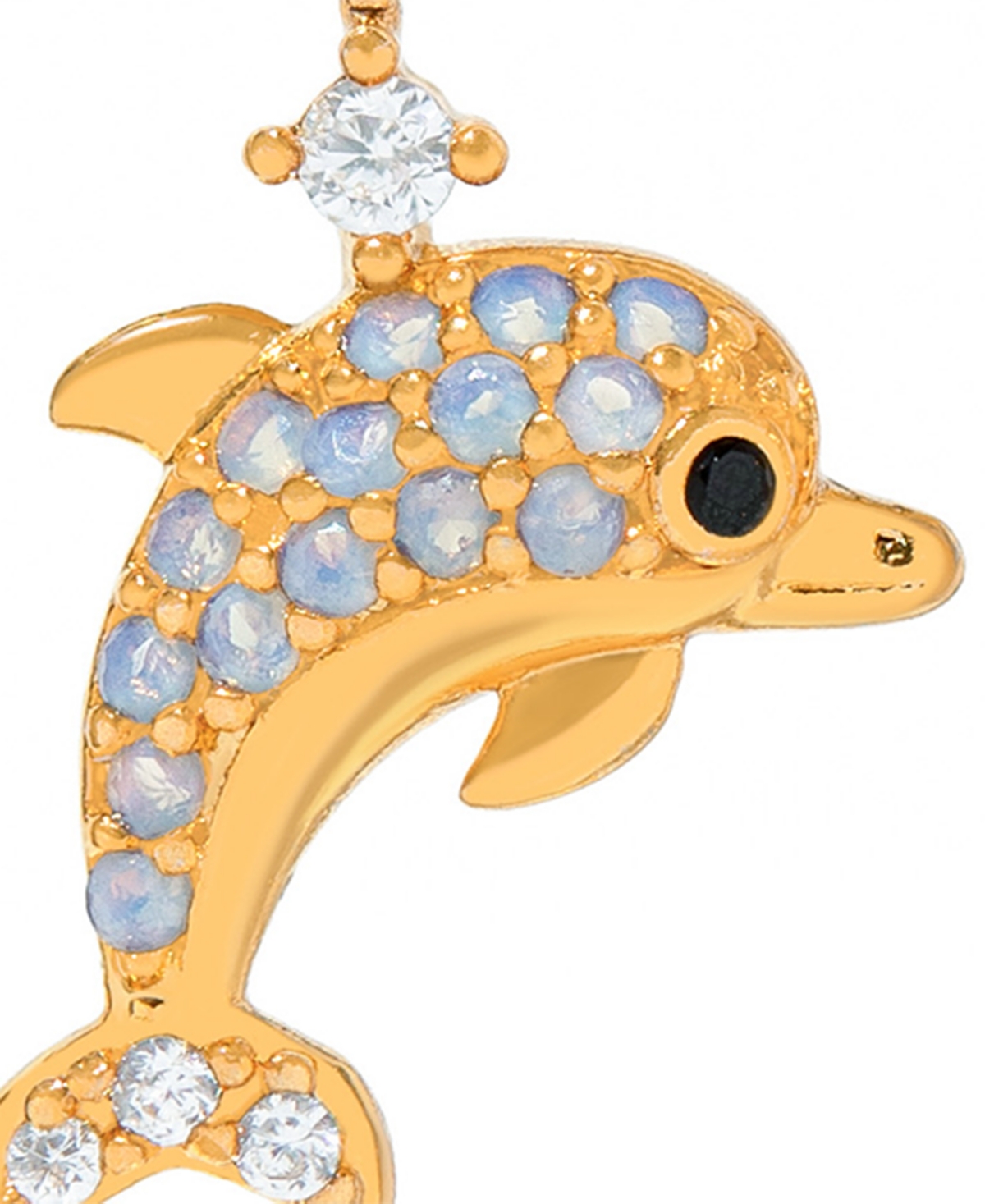 Girls Crew Gold-Plated Crystal Dolphin Dangle Earrings