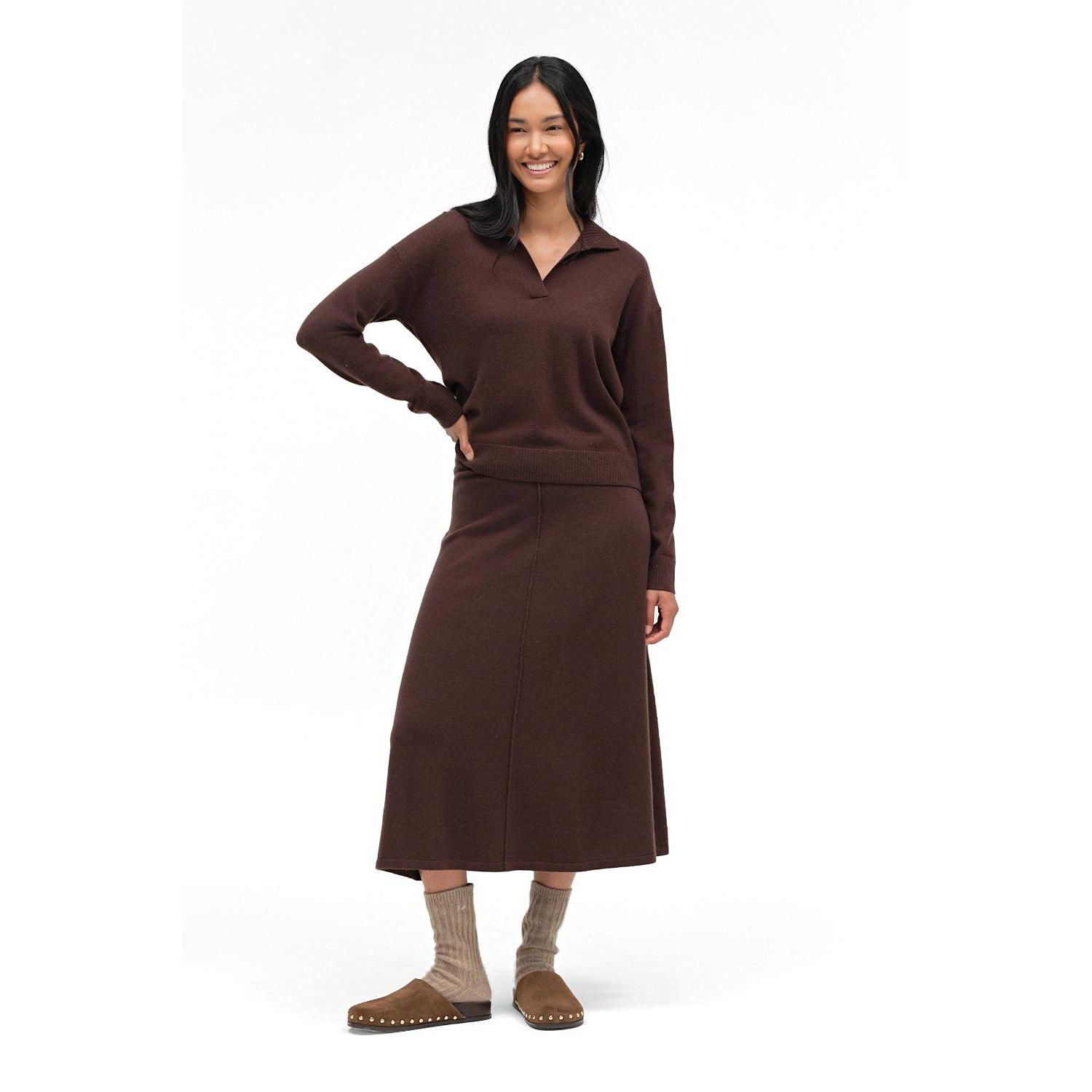 Women's Collared V-Neck Relaxed-Fit Wool-Cashmere Sweater