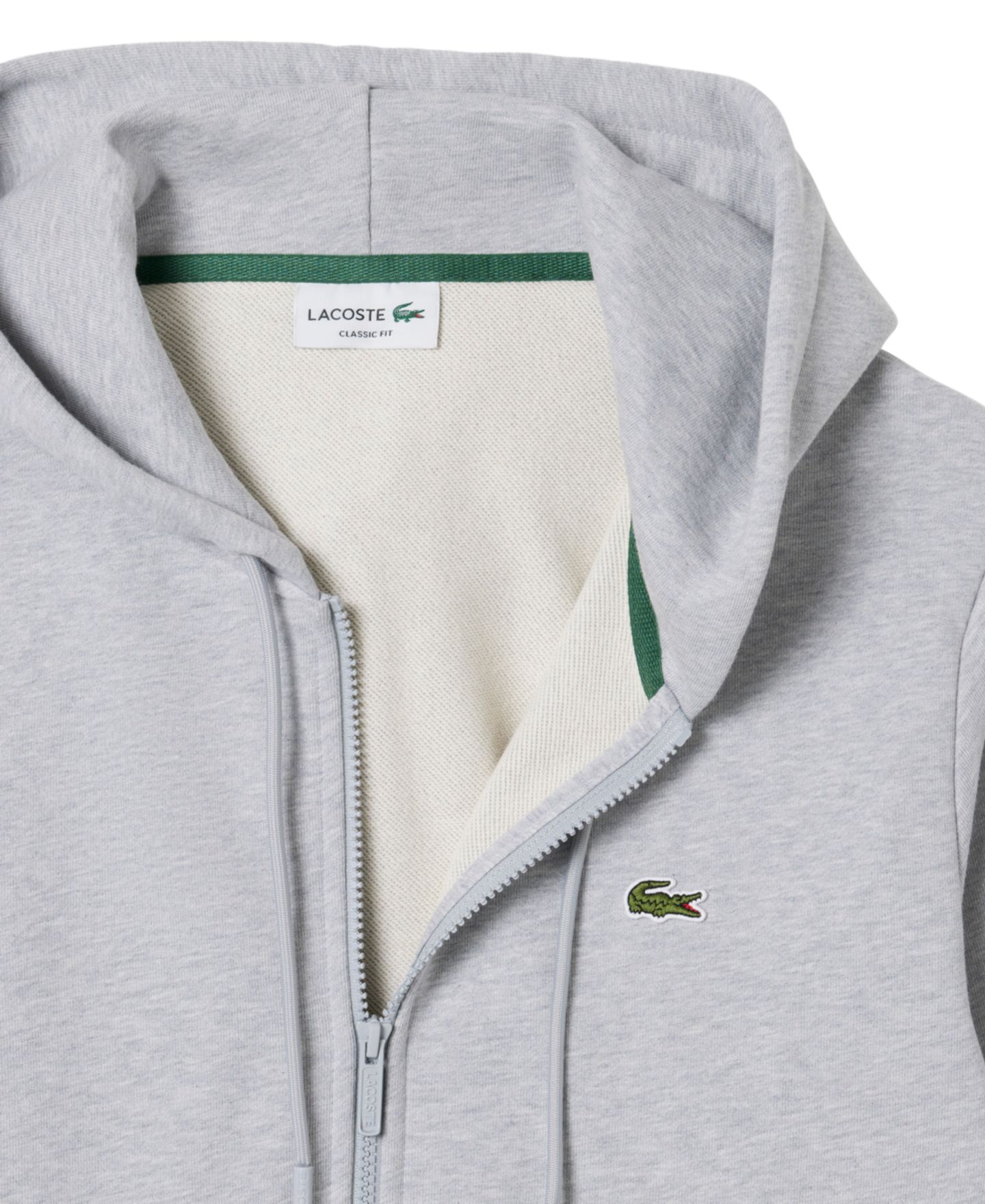 Мужское худи Lacoste Zip-Up Long-Sleeve, цвет: Серебряный — фото 5