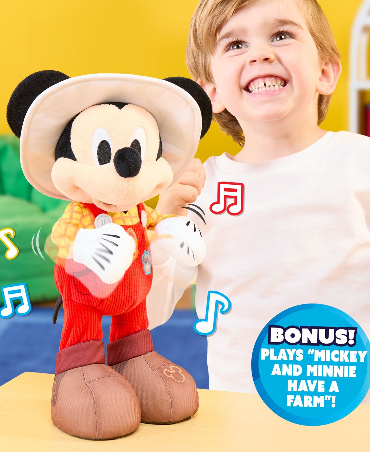 Детская мягкая игрушка Mickey Mouse Hoedown Throwdown 14" Light-Up Feature Plush, Ages 3+ — фото 6