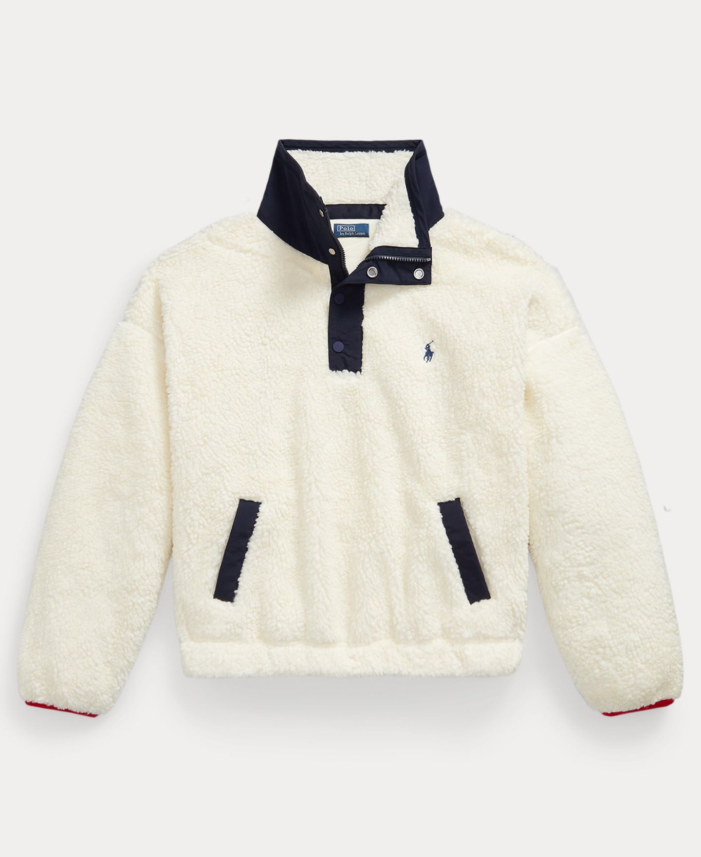 Женская куртка Polo Ralph Lauren Polo Bear High-Pile Fleece Funnel Neck, цвет: Кремовый разноцветный — фото 5