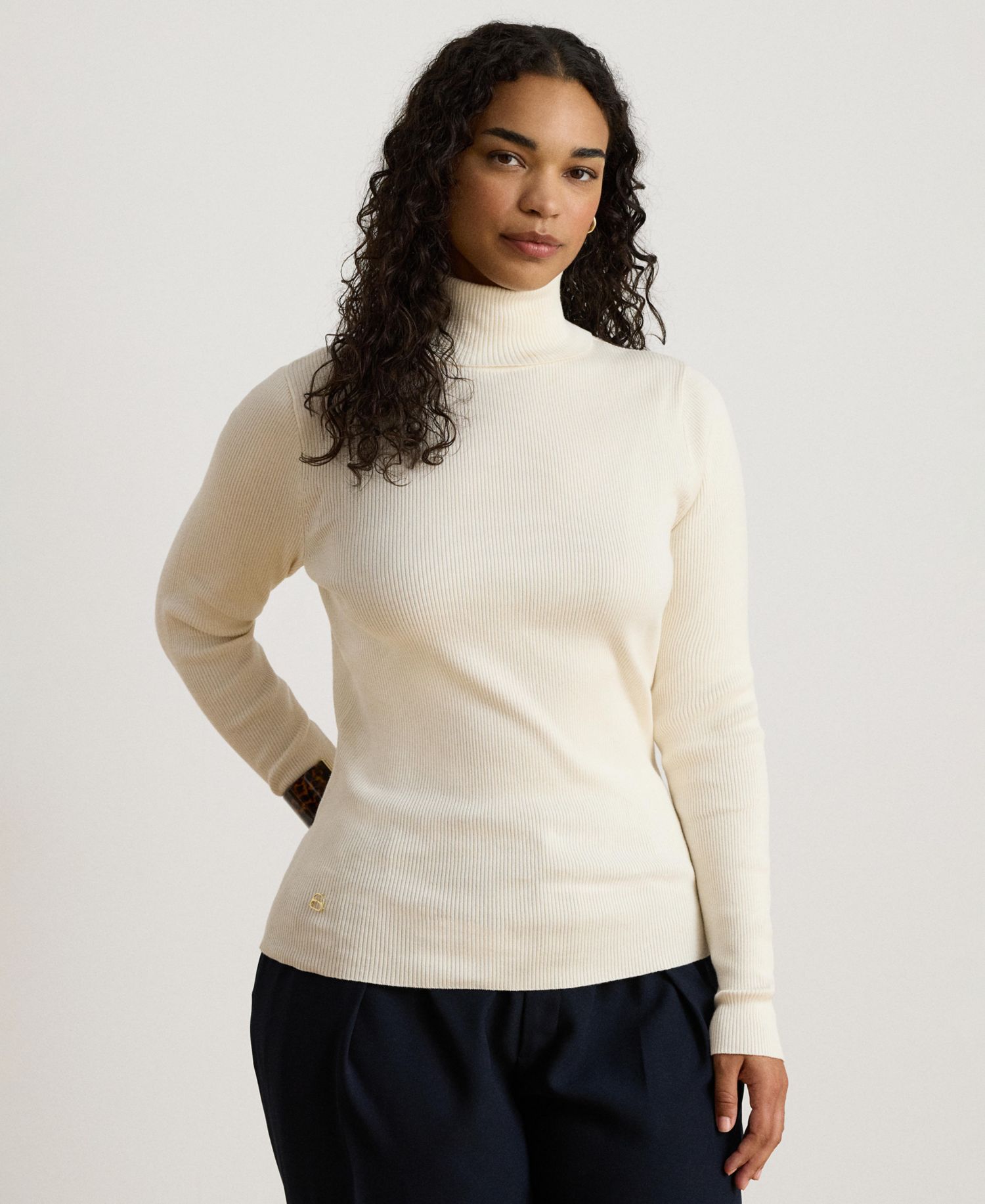 Petite Ribbed Slim-Fit Cotton-Blend Turtleneck Sweater