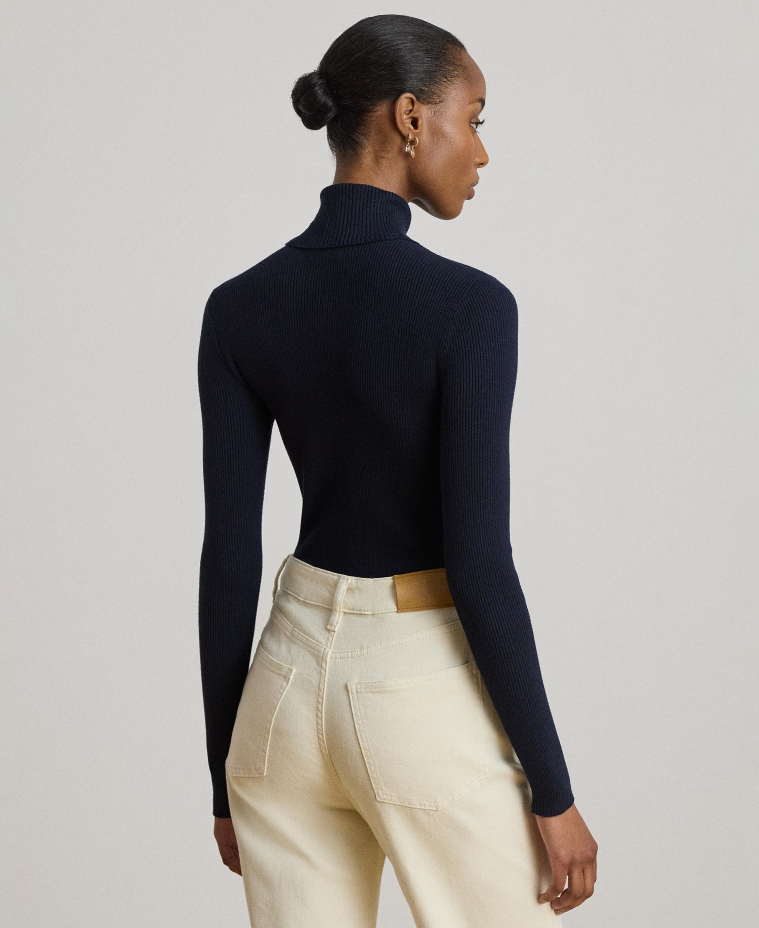 Petite Ribbed Slim-Fit Cotton-Blend Turtleneck Sweater