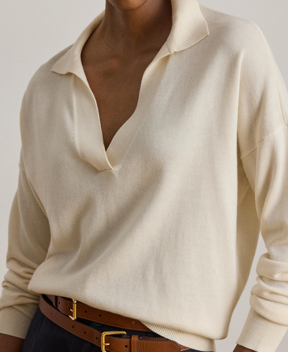 Lauren Ralph Lauren Women's Polo V-Neck Long-Sleeve Sweater