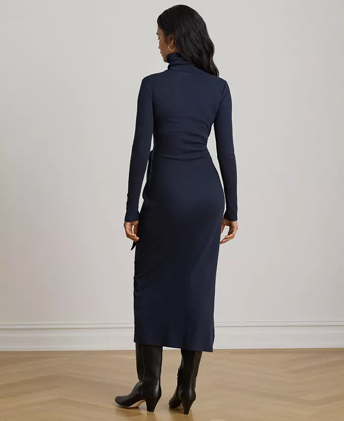 Women's Tie-Front Turtle Neck Dress - thumbnail 10