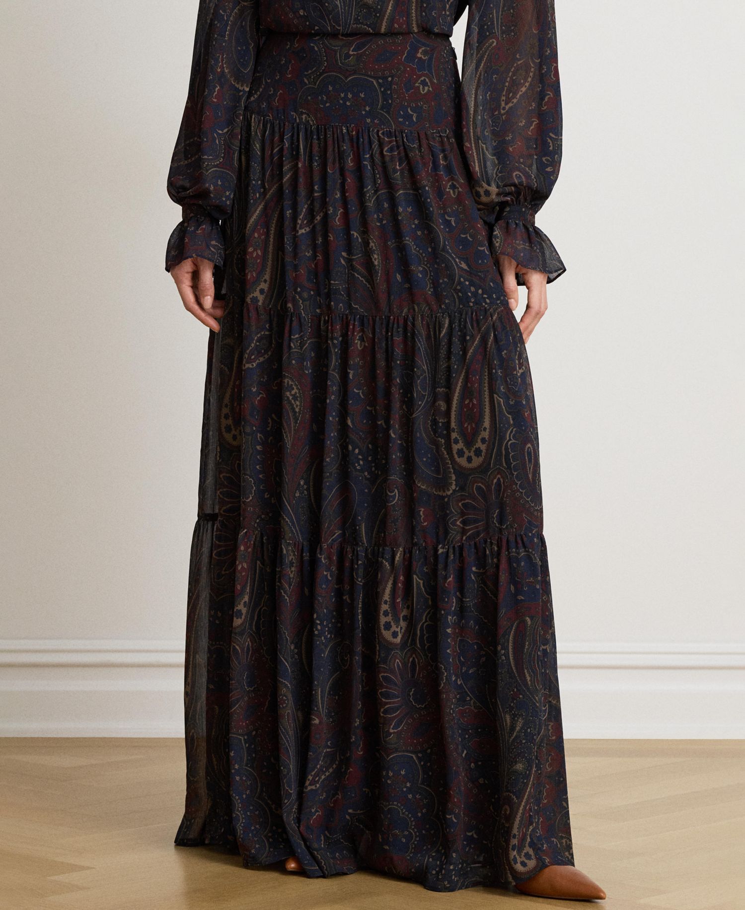 Women's High-Waisted Paisley Maxi Skirt