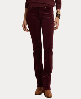 Women's Mid-Rise Slim-Straight Corduroy Pants