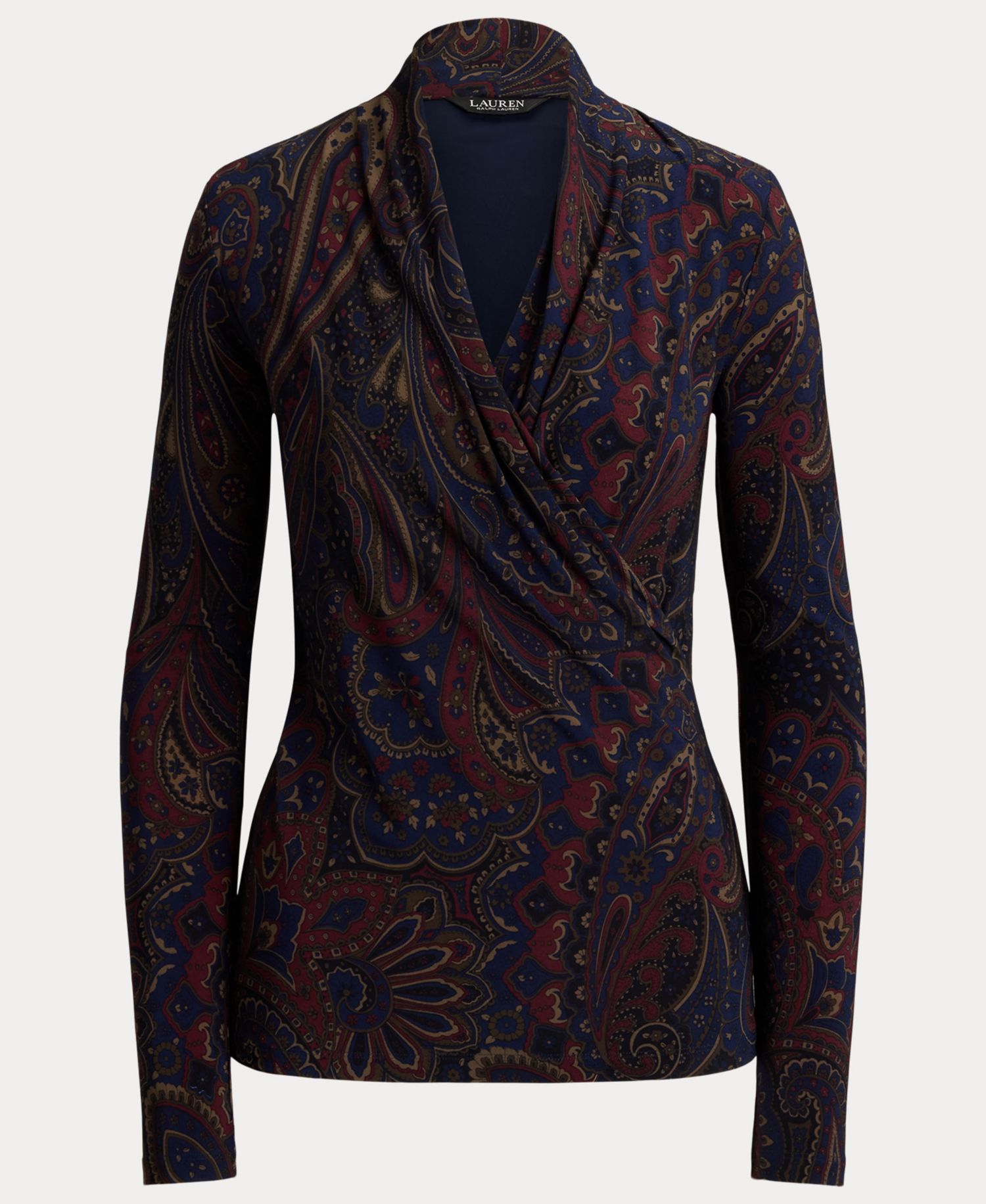Women's Paisley Long-Sleeve Surplice Top