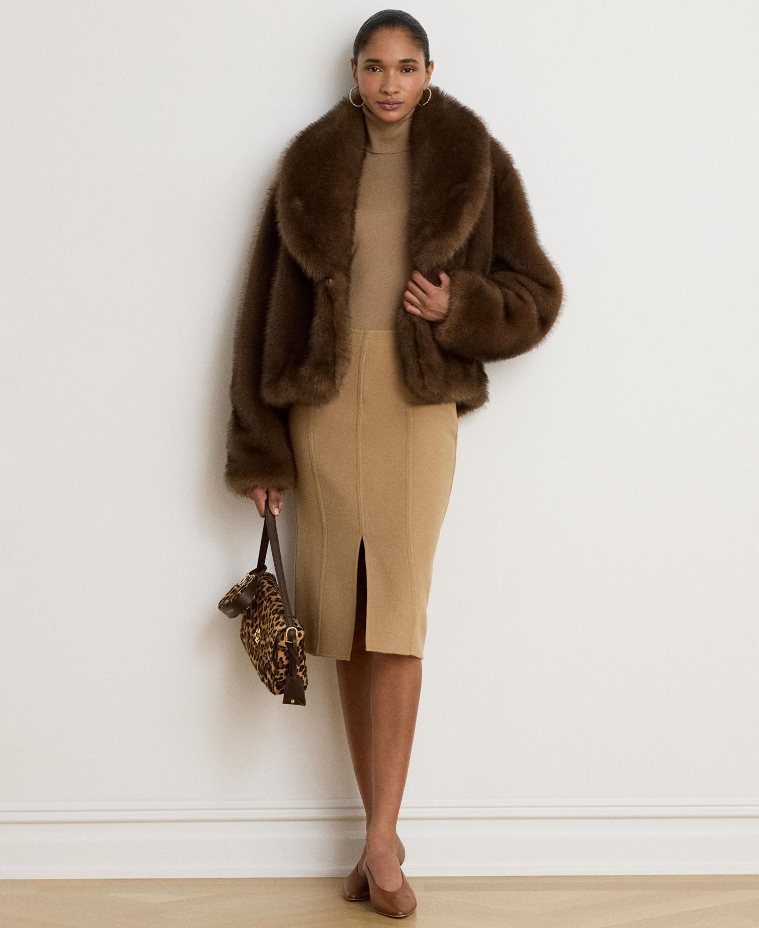 Women's Faux-Fur Shawl-Collar Coat