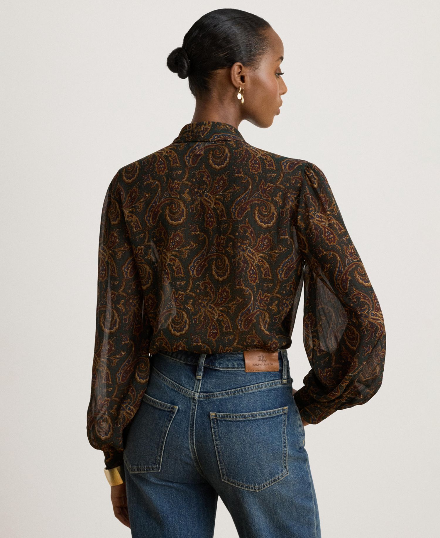 Women's Paisley Tie-Neck Blouse
